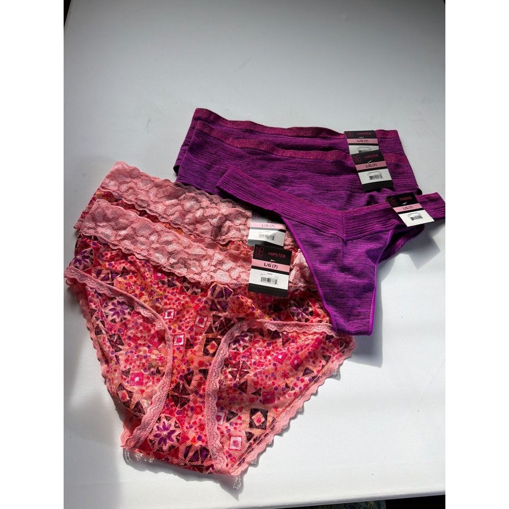 No Boundaries  Panty Bundle 5 Pack Hipster Thong Lace Seamless Purple Pink L 7 - Picture 2 of 7